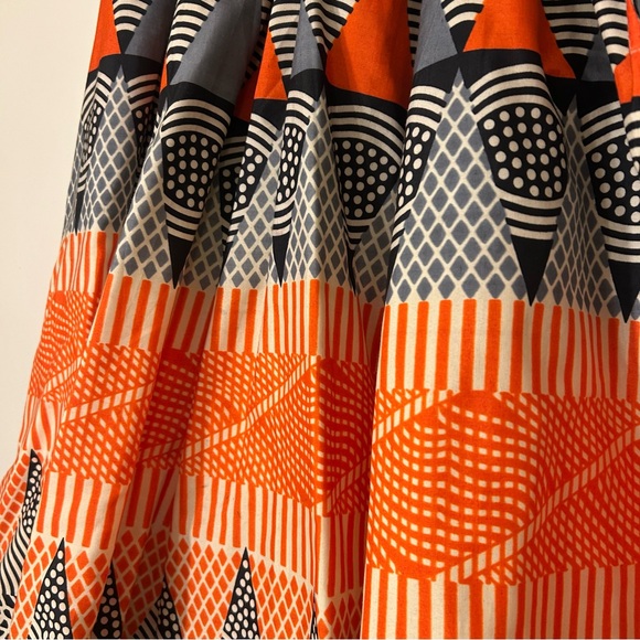Vibrant Orange and Black Geometric Patterned Women's Wax Skirt - Picture 6 of 9